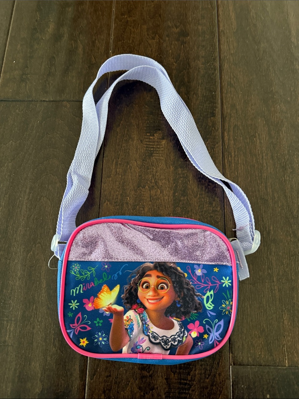 NWOT Disney Encanto Kids Shoulder Purse with Purple Strap and Mirabel Artwork